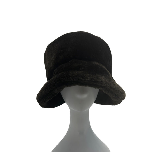 Vintage Black Faux Fur Cloche Hat For Women