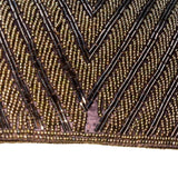 Handmade Women’s Brown & Copper Beaded Chevron Metal Strap Clutch Bag