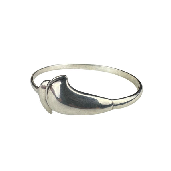 Sterling Silver Ladies Hinged Bracelet Elegantly Designed Modernist Style