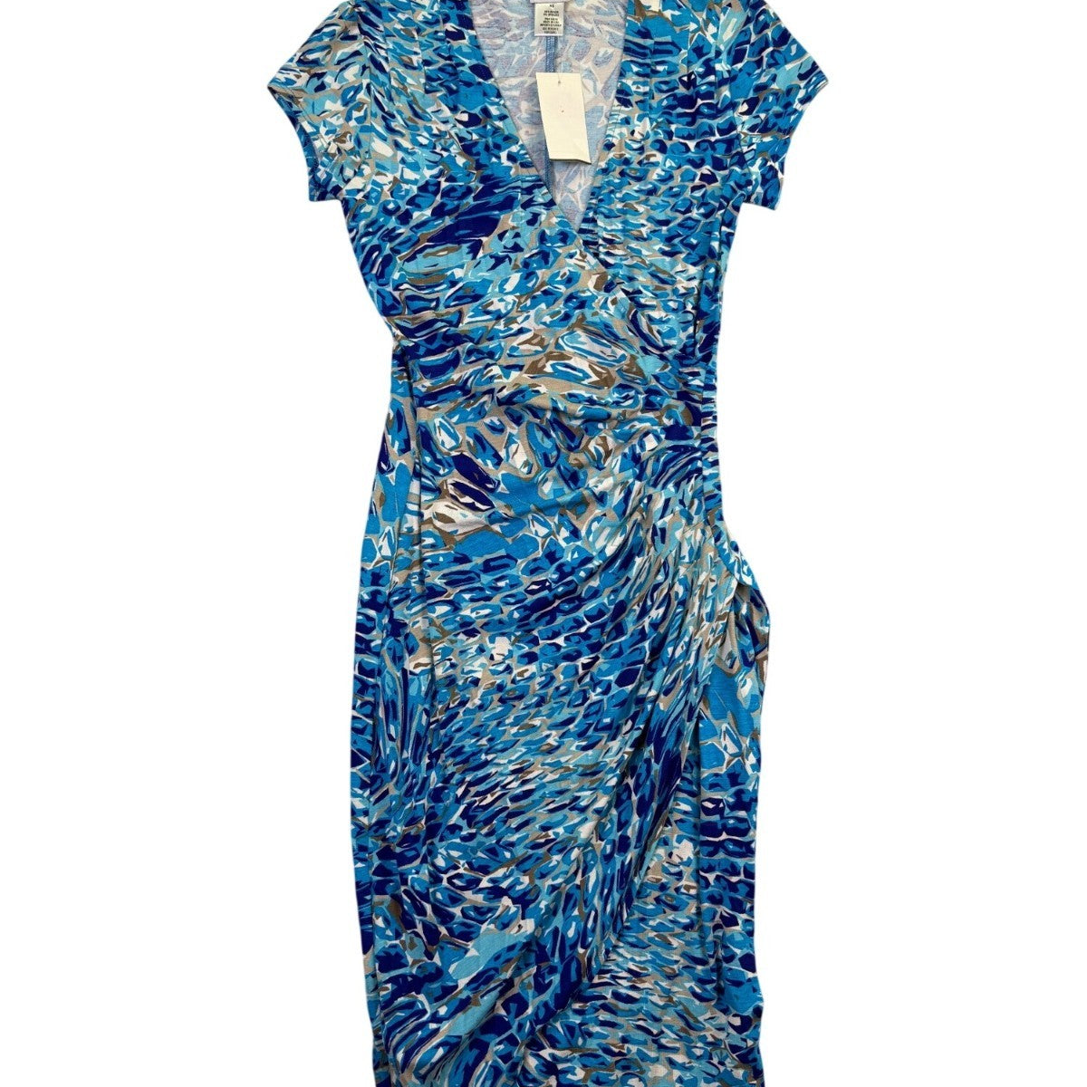 Cache Womens Blue Abstract Wrap Dress Sz XS