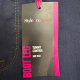 Style & Co Womens Dark Wash Denim Boot Leg Pants Stretch Fit Size 14