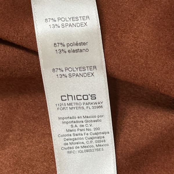 Chico’s Womens Brown Open Front Jacket 3/4 Sleeve Lightweight Elegant Size 2