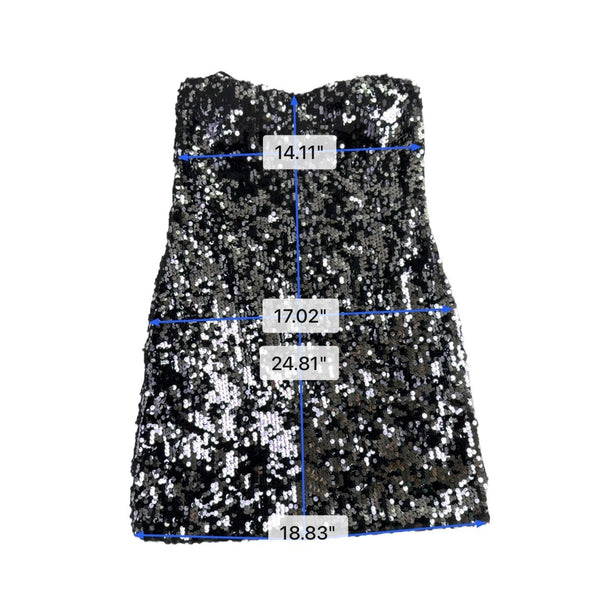As U Wish Womens Black Sequin Strapless Mini Dress Size M