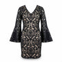 MSK Womens Black Lace Bell Sleeve Dress Polyester Blend Size 16
