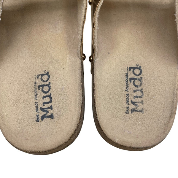 Mudd Women’s Gold Metallic Cork Sole Adjustable Buckle Straps Sandals Size M