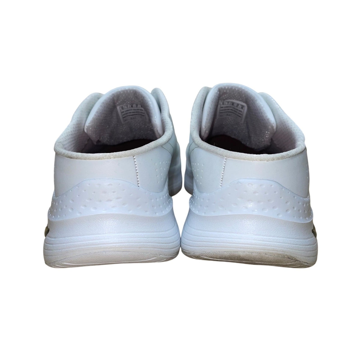 Skechers Women’s White Leather Blend Arch Fit Slide-On Walking Shoes Size 10