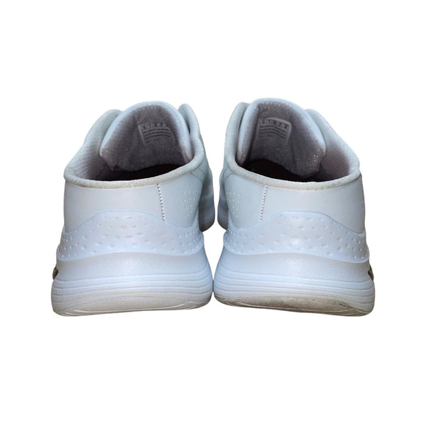 Skechers Women’s White Leather Blend Arch Fit Slide-On Walking Shoes Size 10