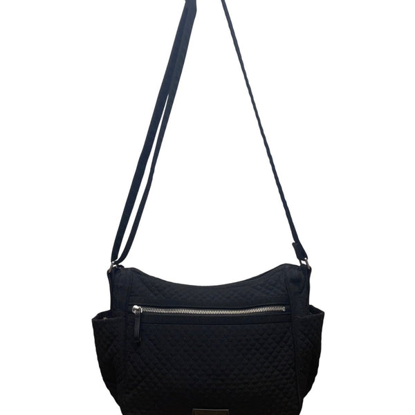 Vera Bradley Women’s Black Quilted Adjustable Strap Zip Closure Crossbody Bag