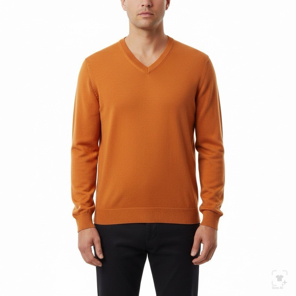 Brooks Brothers Mens Orange Cotton & Silk V-Neck Sweater Size L - New