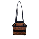 Women’s Black Brown Leather Patterned With Dual Shoulder Straps Tote Bag