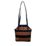 Women’s Black Brown Leather Patterned With Dual Shoulder Straps Tote Bag