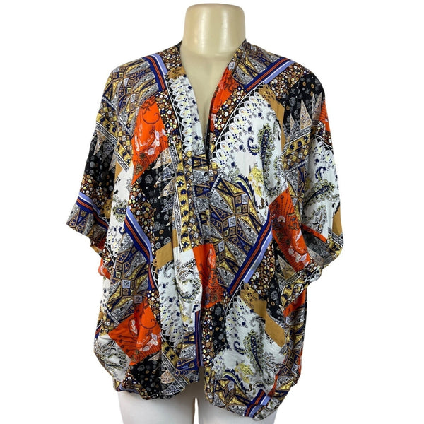 Vintage 80s 90s La Boutique Floral Colorblock Loose Fit Tunic Shirt  Sz M - L