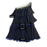 Calvin Klein Womens Black One-Shoulder Ruffle Layered Dress With Beaded Detail