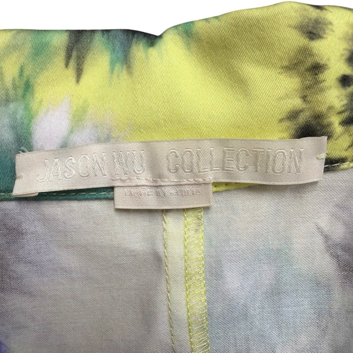 Jason Wu Womens Yellow & Multicolor Midi Dress Tie-Dye Print Short Sleeve Sz 8