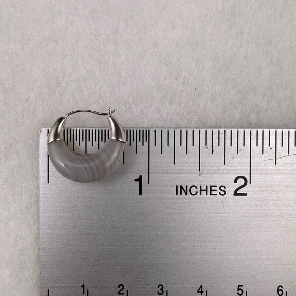 Womens Gray Silver Tone Hoop Earrings Modern Design