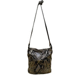 Falchi By Falchi Women’s Black/White Snake Embossed Zippered Shoulder Bag