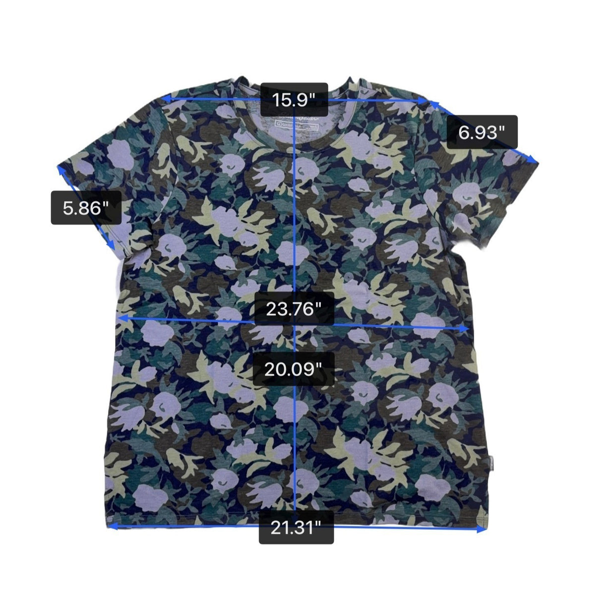 Eddie Bauer Womens Dark Green Camouflage Crew Neck T-Shirt Size L