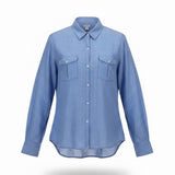 L.L.Bean Womens Blue Linen Button-Up Shirt Long Sleeve Casual Fit Size L