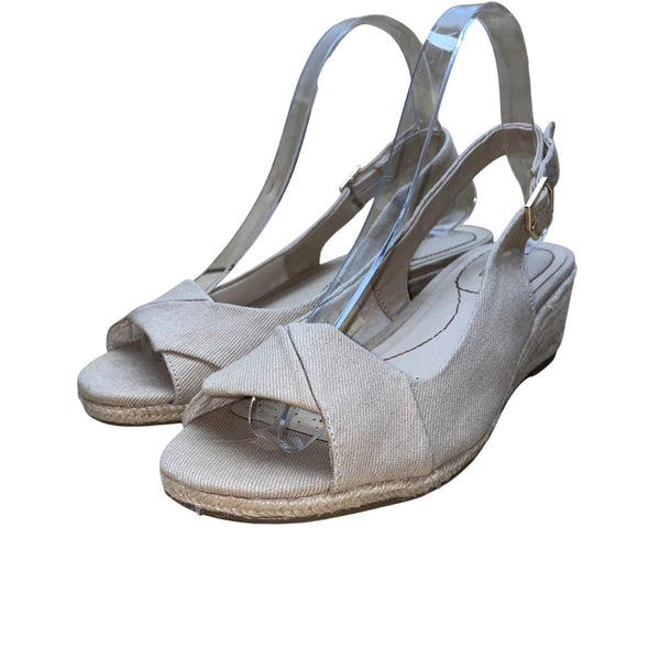 LifeStride Women’s Beige Espadrille Slingback Wedge Socialite Sandals Size 8.5M