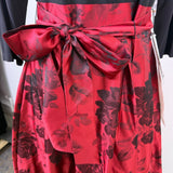 Jessica Howard  Black & Red Floral Print Gown With Bow Detail 3/4 Sleeves Sz 12