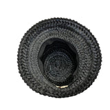 Vintage Amy NY Womens Black Straw Hat Woven Design Medium Julius Garfinkel & Co