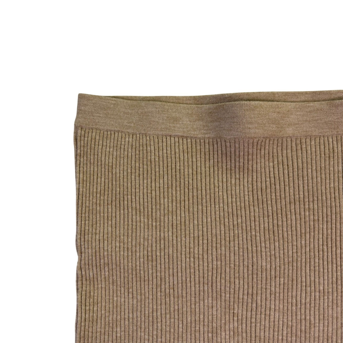 Mango Womens Beige Ribbed Knit Midi Skirt Stretch-Fit Size S