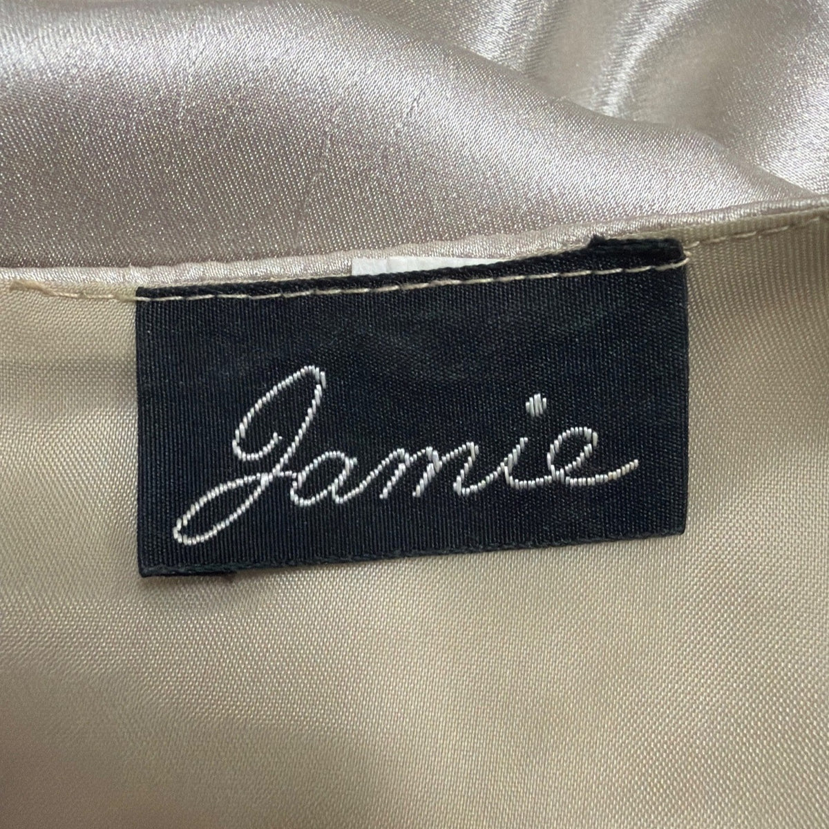 Jamie Womens Champagne Satin Pleated Dress With Bow Detail & Cap Sleeves Size M