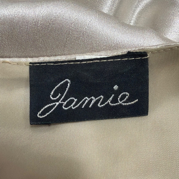 Jamie Womens Champagne Satin Pleated Dress With Bow Detail & Cap Sleeves Size M