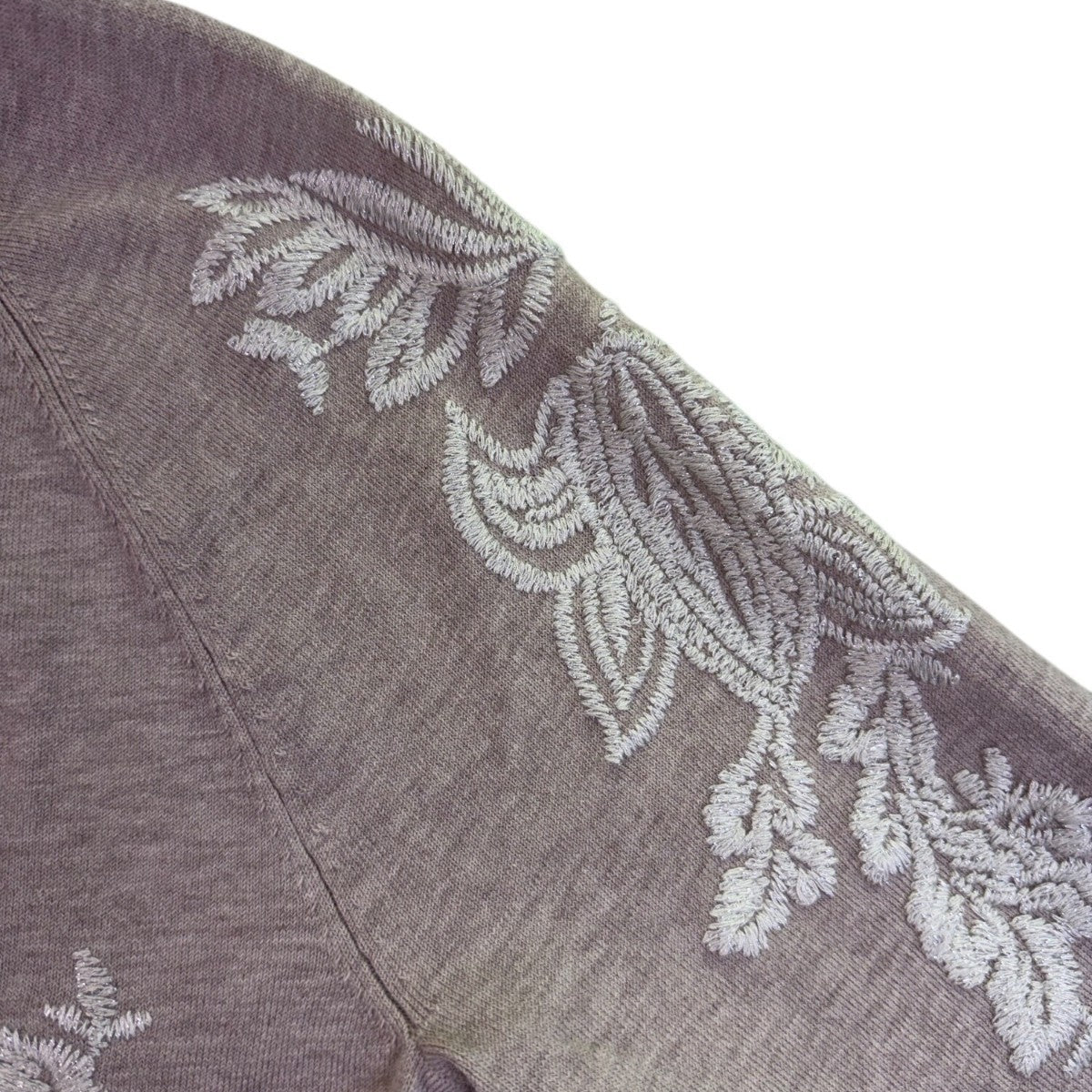 Chicos Womens Beige Embroidered Floral Design Knit Sweater Size M
