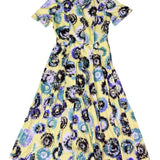 Jason Wu Womens Yellow & Multicolor Midi Dress Tie-Dye Print Short Sleeve Sz 8