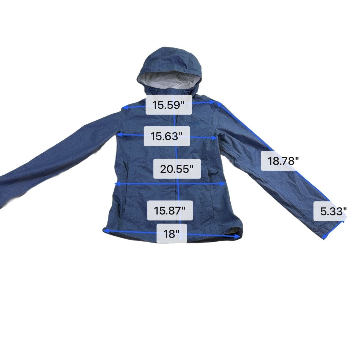 The North Face Womens Blue Hooded Lightweight Jacket Water-Resistant Size S