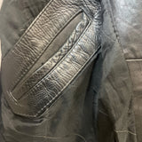 Vintage First Genine Leather Black Motorcycle Jacket With Zipper & Snap Details