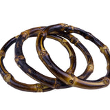 Trio Of Handmade Bamboo Bangles Women Natural Tone Statement Jewelry