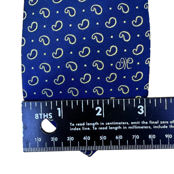 Metrocity Mens Blue Silk Paisley Print Neck Tie Formal Accessory