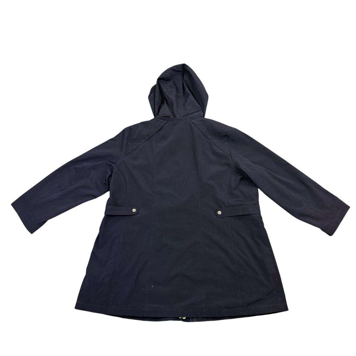 Gallery Womens Navy Hooded Raincoat Waterproof Lightweight Long Jacket Sz 3X