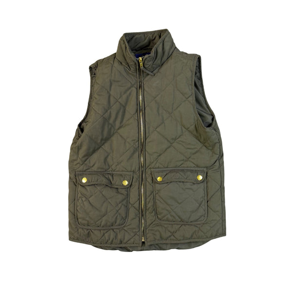Blue Rain Mens Olive Quilted Vest With Gold Accents Pockets & Zipper Sz M