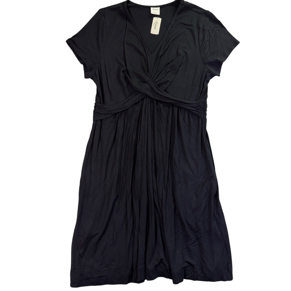 Soma Womens Black Short Sleeve Wrap  Dress Chic & Versatile Style Size L