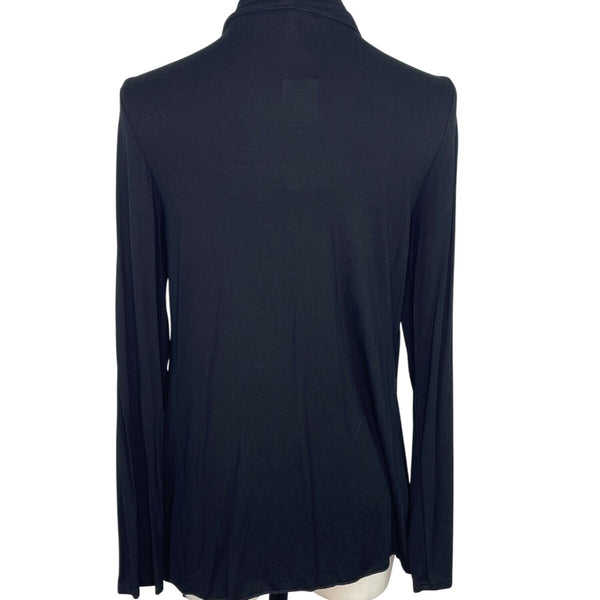 Urban Coco Womens Draped Open Front Cardigan Jacket Black Long Sleeve Sz M- New
