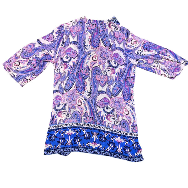 Susan Graver Womens Multicolor Paisley Kimono Cardigan Size L
