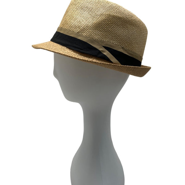 Westend Mens Natural Straw Fedora With Black Band