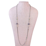 Loft Womens Silver Tone Mixed Stone Long Necklace Adjustable Style Jewelry