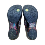 Jambu Women’s Multicolor Leather Floral Slip-On Wedge Miro Clogs Shoes Size 6.5M