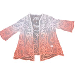 Nina Leonard Womens White & Coral Sheer Lace Embroidered Kimono Cardigan Sz 2X