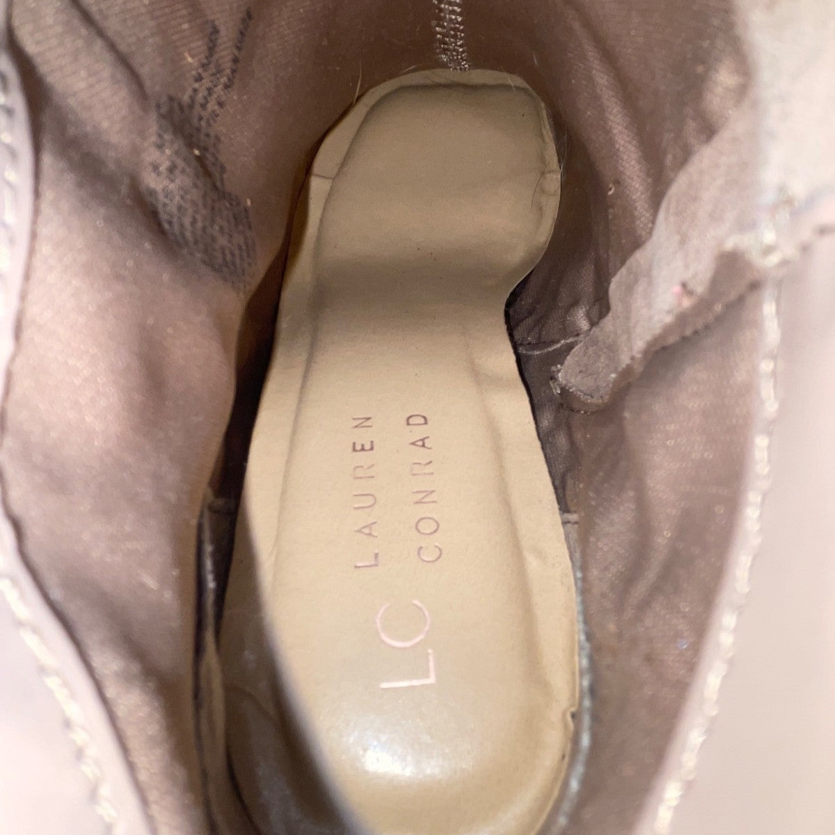 Lauren Conrad Women’s Taupe Faux Suede Block Heel Rose Hip Ankle Boots Size 8