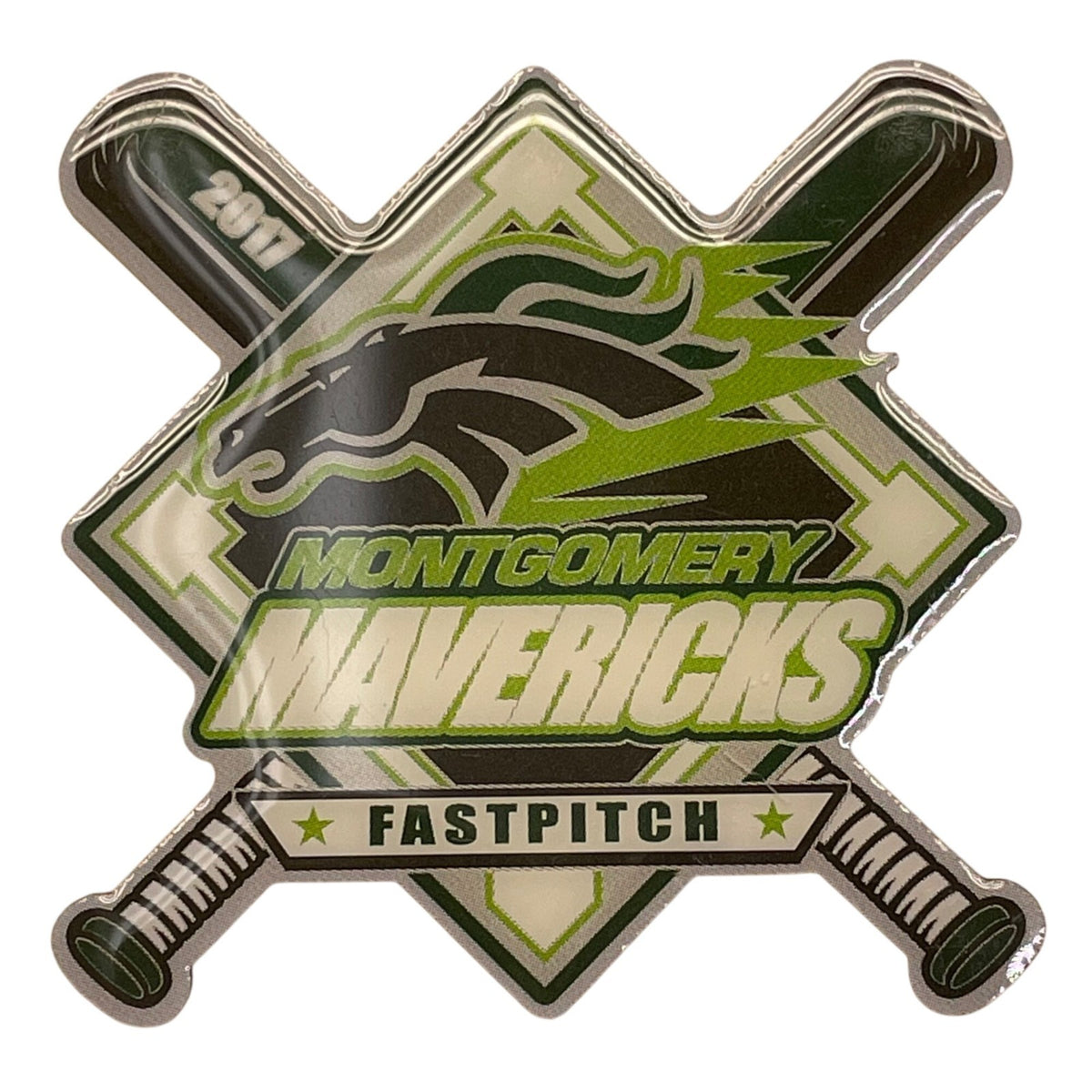 Montgomery Mavericks 2017 Fastpitch Softball Trading Pin With Dual Butterfly Clu