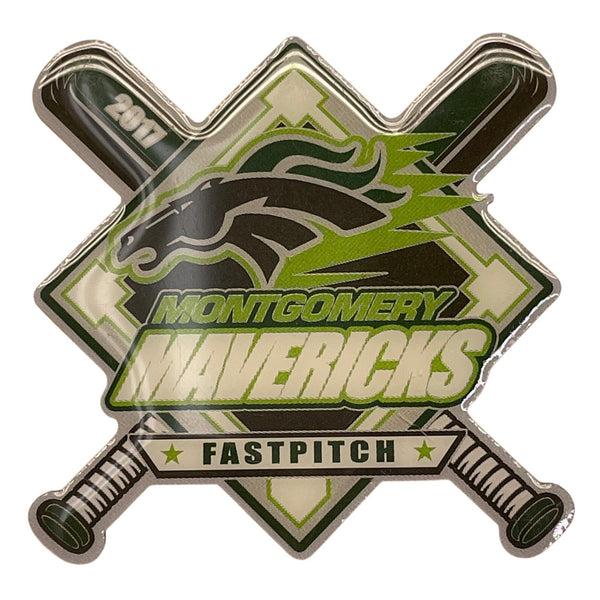 Montgomery Mavericks 2017 Fastpitch Softball Trading Pin With Dual Butterfly Clu