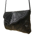 André Cellini Women’s Black Beaded Elegant Scallop Design Formal Crossbody Bag