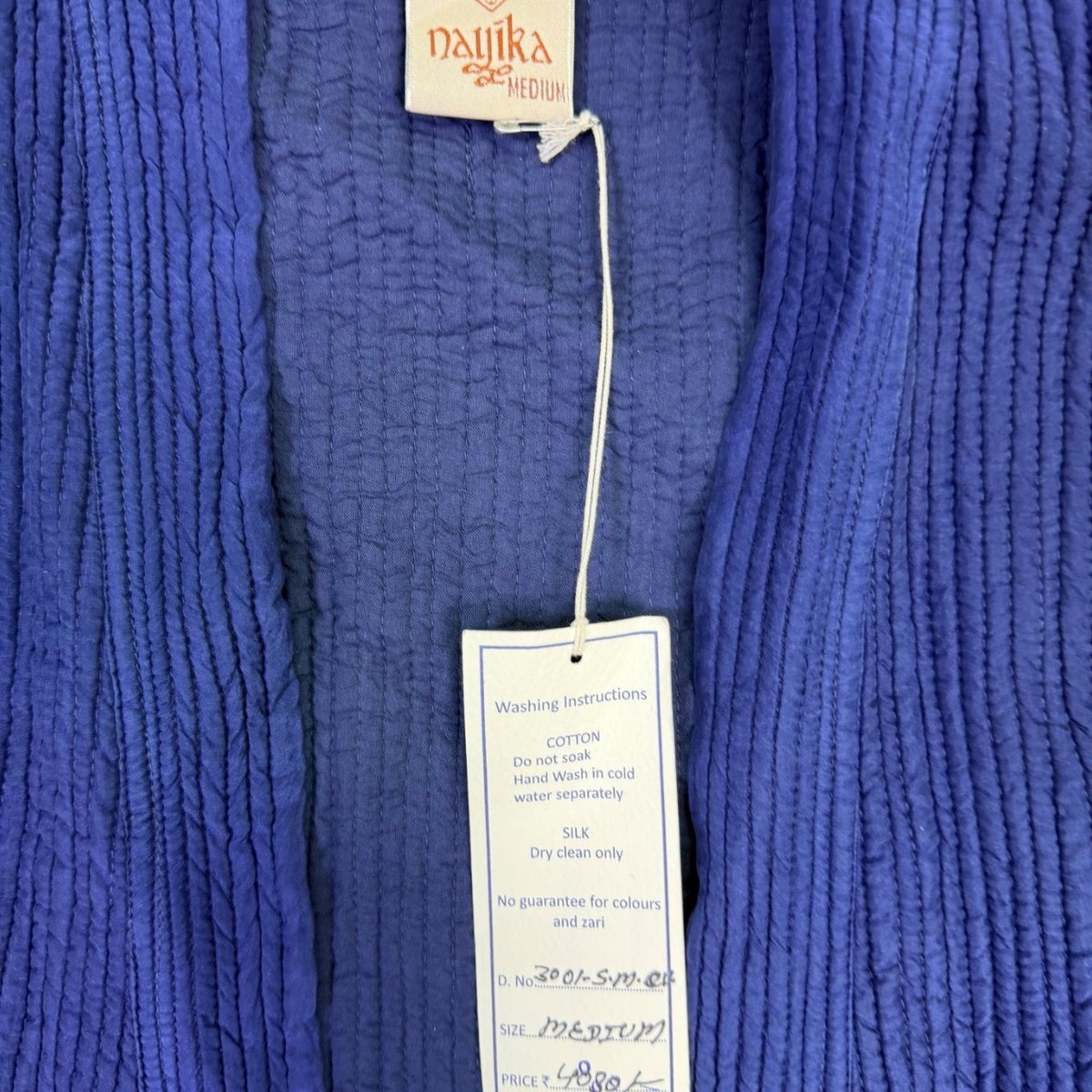 Nayika Womens Blue Open Front Sleeveless Vest Lightweight Elegant Design Sz M