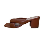 Loft Women’s Brown Leather Puffed Twist Strap Block Heeled Sandals Size 7M