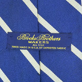 Vintage Brooks Brothers Mens Navy & Yellow Silk Striped Tie Handmade USA Classi